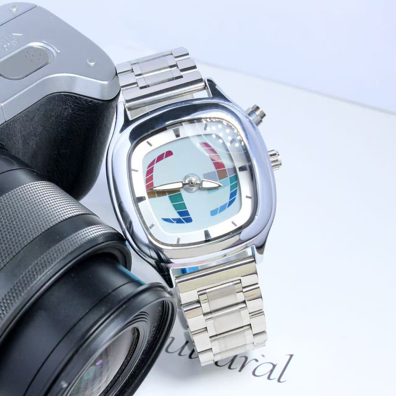 Vintage Digital Watch - นาฬิกาข้อมือผู้ชายสไตล์เรโทรมิลเลนเนียม นาฬิกาควอตซ์ กันน้ำ 30 เมตร สแตนเลสคุณภาพสูง