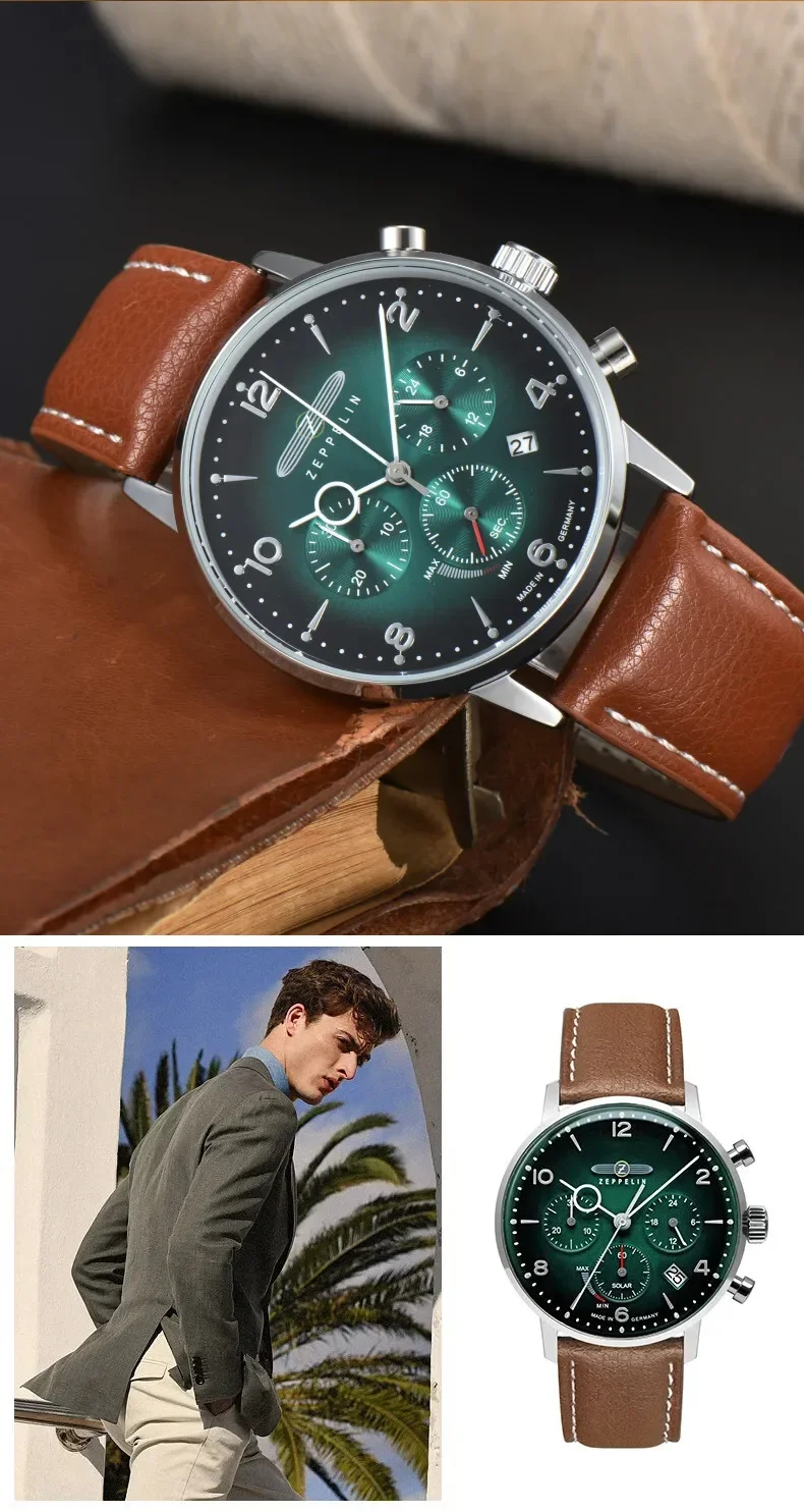 Smartwatch Trending Watches For Men - นาฬิกาข้อมือหนังควอตซ์โครโนกราฟอัตโนมัติสำหรับผู้ชายมัลติฟังก์ชั่นซีเพลน 2026 เทรนด์พร้อมวันที่