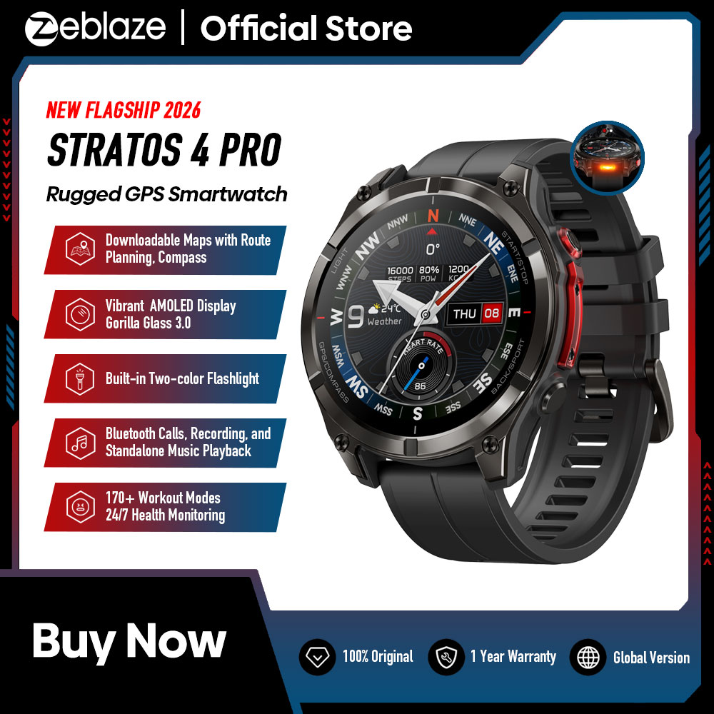 Hybrid Smartwatch - นาฬิกาสมาร์ทวอทช์ New Zeblaze Stratos 4 PRO