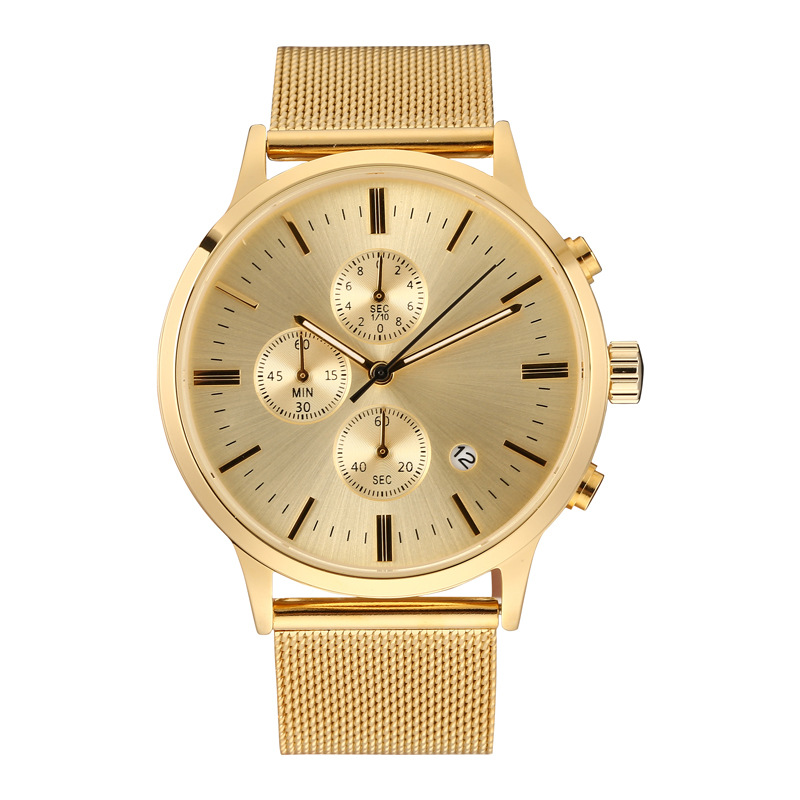 Smartwatch Trending Watches For Men - นาฬิกาข้อมือควอตซ์ผู้ชายหน้าปัดใหญ่หลายฟังก์ชั่น สายสแตนเลส กันน้ำ โครโนกราฟ ยอดนิยม ขายดี