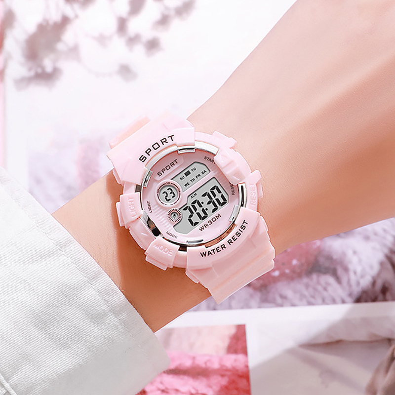 Smartwatch Watches Girls - แฟชั่นนาฬิกาเด็กส่องสว่างกันน้ํากีฬานาฬิกาดิจิตอลนาฬิกาปลุกนาฬิกาเด็กนักเรียนหญิงสมาร์ทนาฬิกาอิเล็กทรอนิกส์ของขวัญ