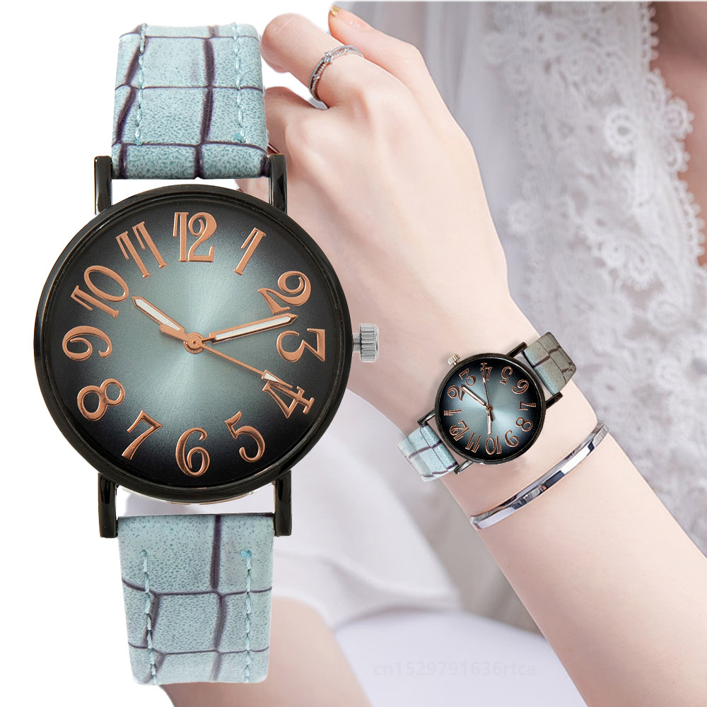 Vintage Digital Watch - นาฬิกาควอทซ์ดิจิตอลวินเทจสำหรับสุภาพสตรีสายหนังลายสก๊อตลำลองนาฬิกาผู้หญิงดูหรูหรา