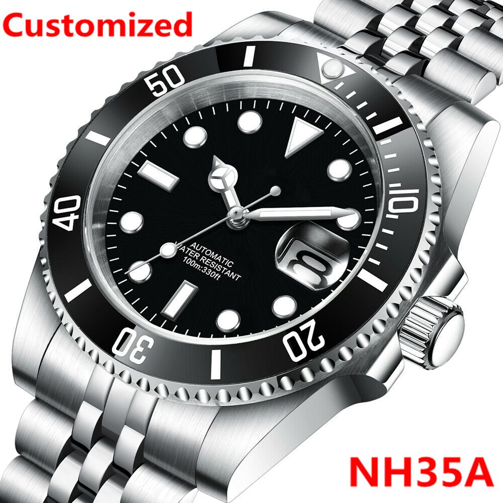 Waterproof Diving Watch - โลโก้ DIY 40 มม.นาฬิกาดําน้ํา NH35 นาฬิกาข้อมืออัตโนมัติ