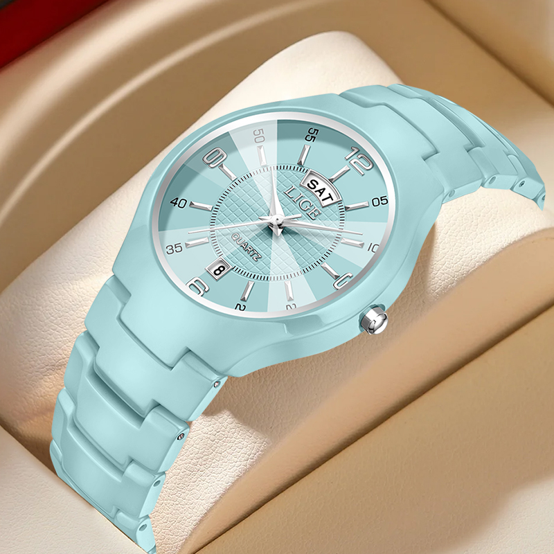 Luxury Ceramic Watch - LIGE หรูหราสง่างามควอตซ์นาฬิกาผู้หญิงแฟชั่นเซรามิคนาฬิกาผู้หญิงหน้าปัดเล็กแสดงวันที่สัปดาห์นาฬิกาข้อมือผู้หญิงเรโลจ มูเยร์