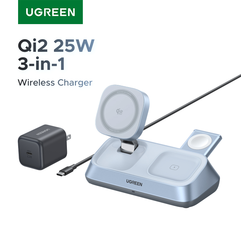 Smartwatch Apple Watch - แท่นชาร์จไร้สายแม่เหล็ก UGREEN Qi2 25W MAX 3-in-1