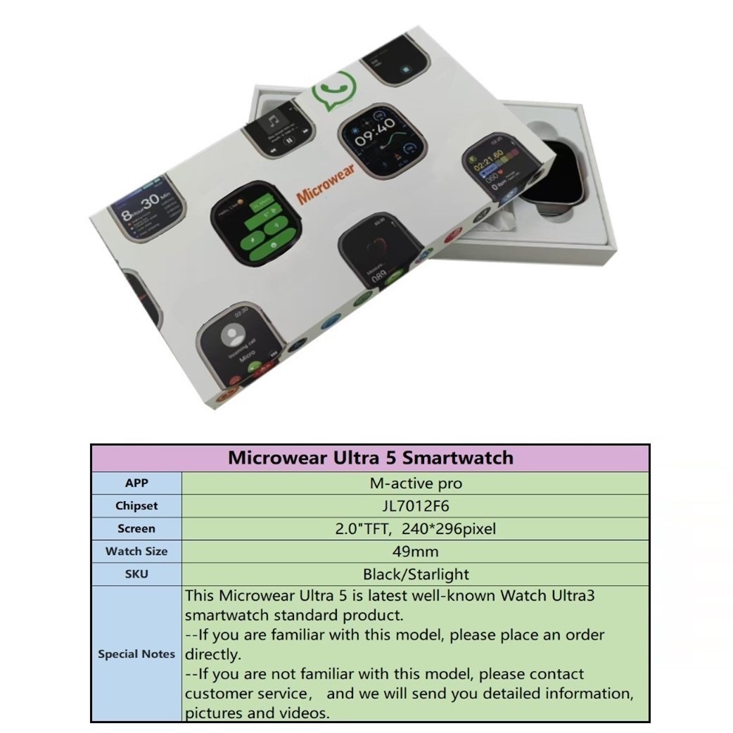 Smartwatch Watch Whatsapp - นาฬิกาอัจฉริยะ Whatsapp Quick Replies Ultra5 Microwear