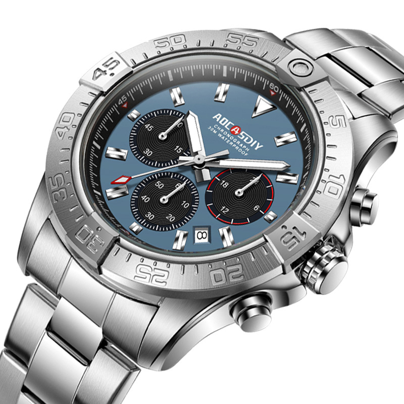 Smartwatch Trending Watches For Men - นาฬิกาข้อมือผู้ชาย แฟชั่นทันสมัย กันน้ำ เรืองแสง ปฏิทิน สามหน้าปัด