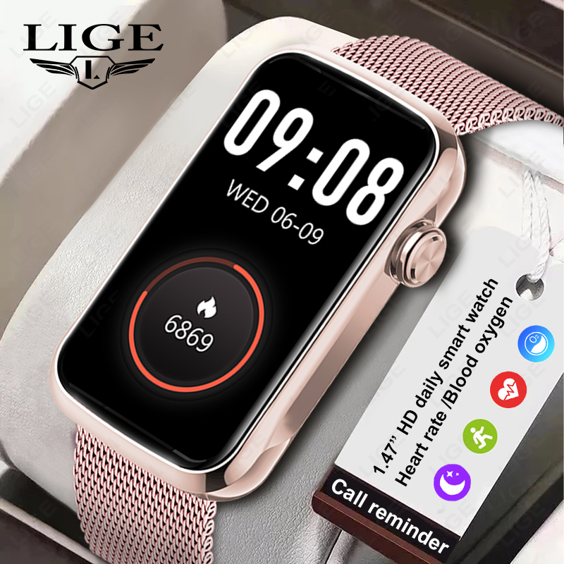 Smartwatch Ladies Watches For Women - นาฬิกาอัจฉริยะ LIGE 1.47 นิ้ว สำหรับผู้หญิงและผู้ชาย สมาร์ทแบนด์