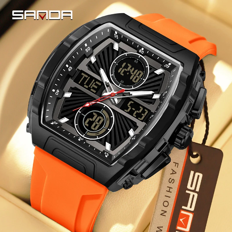 Smartwatch Trending Watches For Men - SANDA เทรนด์แฟชั่นใหม่นาฬิกาผู้ชายนาฬิกาปลุกกันน้ำผู้ชายซิลิโคนนาฬิกาอิเล็กทรอนิกส์ดิจิตอลนาฬิกามัลติฟังก์ชั่นผู้ชาย