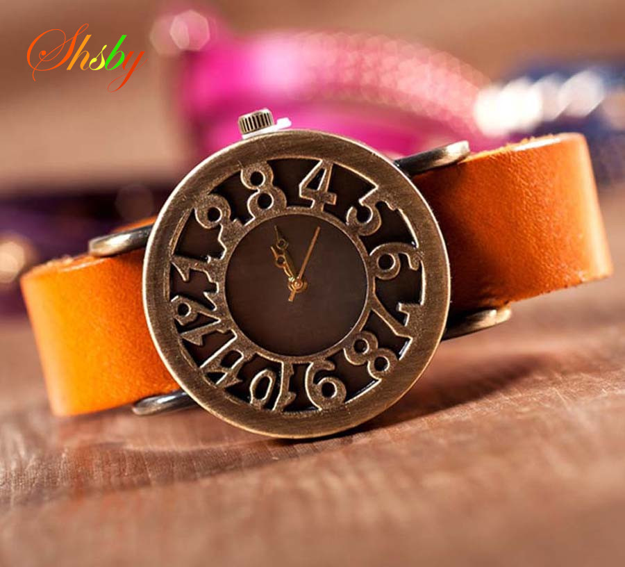 Vintage Digital Watch - Shsbyใหม่Romaสไตล์VintageดิจิตอลออกHollow Cowหนังสายนาฬิกาผู้หญิงชุดนาฬิกาควอตซ์หญิงนาฬิกา