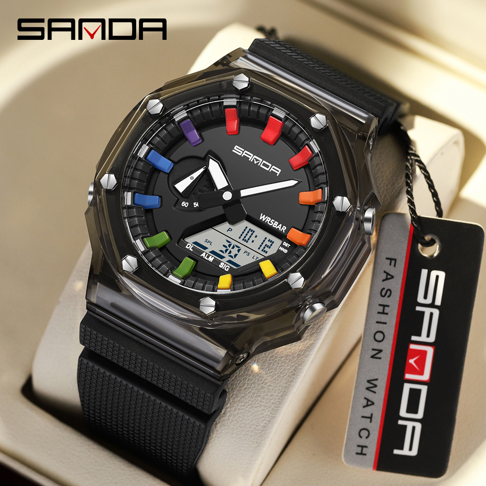 Smartwatch Army Watches For Men - SANDA 3341 นาฬิกาดิจิตอล LED ผู้ชายทหารกองทัพกีฬาโครโนกราฟควอตซ์นาฬิกาข้อมือต้นฉบับ 50