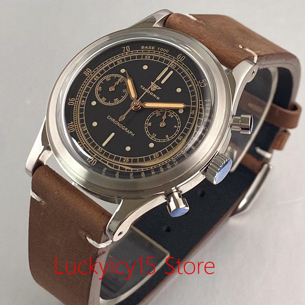 Vintage Digital Watch - แทนโดริโอ ควอตซ์นาฬิกาสำหรับชาย MIYOTA OS20 มัลติฟังก์ชั่นโครโนกราฟผู้ชายกระจกมิเนอรัลสปอร์ต 38