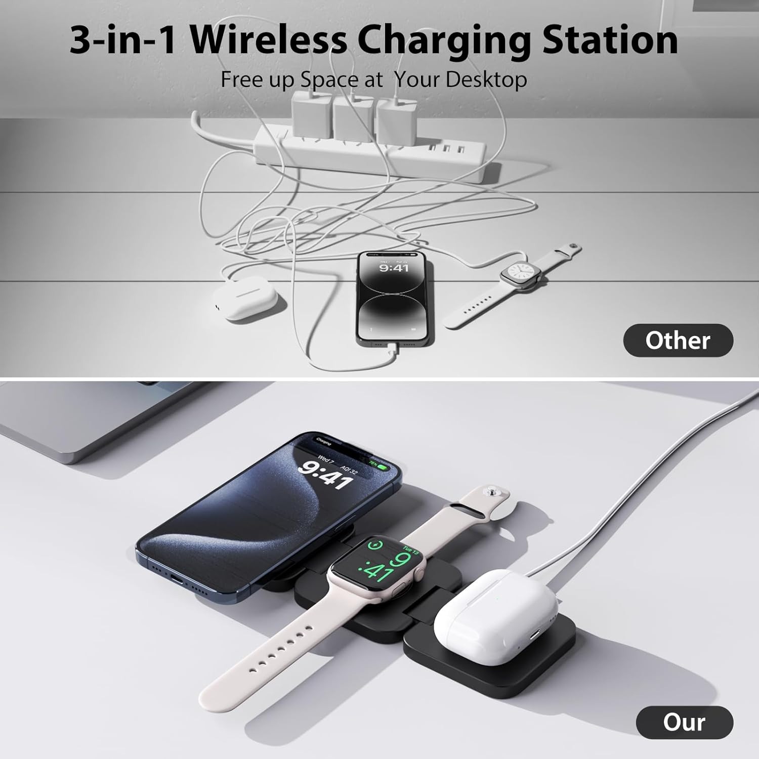พับ 3 in 1 Fast Wireless Charg - Smartwatch Apple Watch บทวิจารณ์และราคา