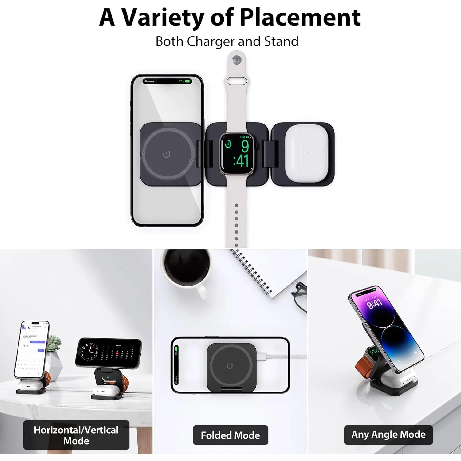 พับ 3 in 1 Fast Wireless Charg - Smartwatch Apple Watch บทวิจารณ์และราคา