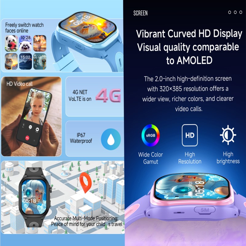 สมาร์ทวอทช์เด็ก 4G พร้อมหน้าจอ - Smartwatch Watches For Kids With Gps บทวิจารณ์และราคา