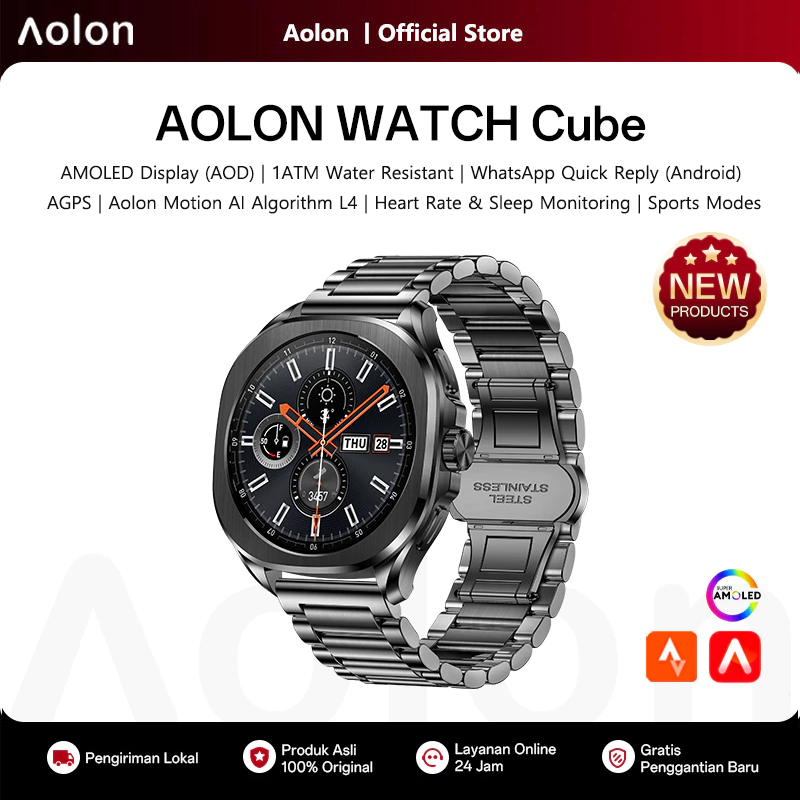 นาฬิกาอัจฉริยะ Aolon Cube หน้า - Smartwatch Watch Whatsapp บทวิจารณ์และราคา