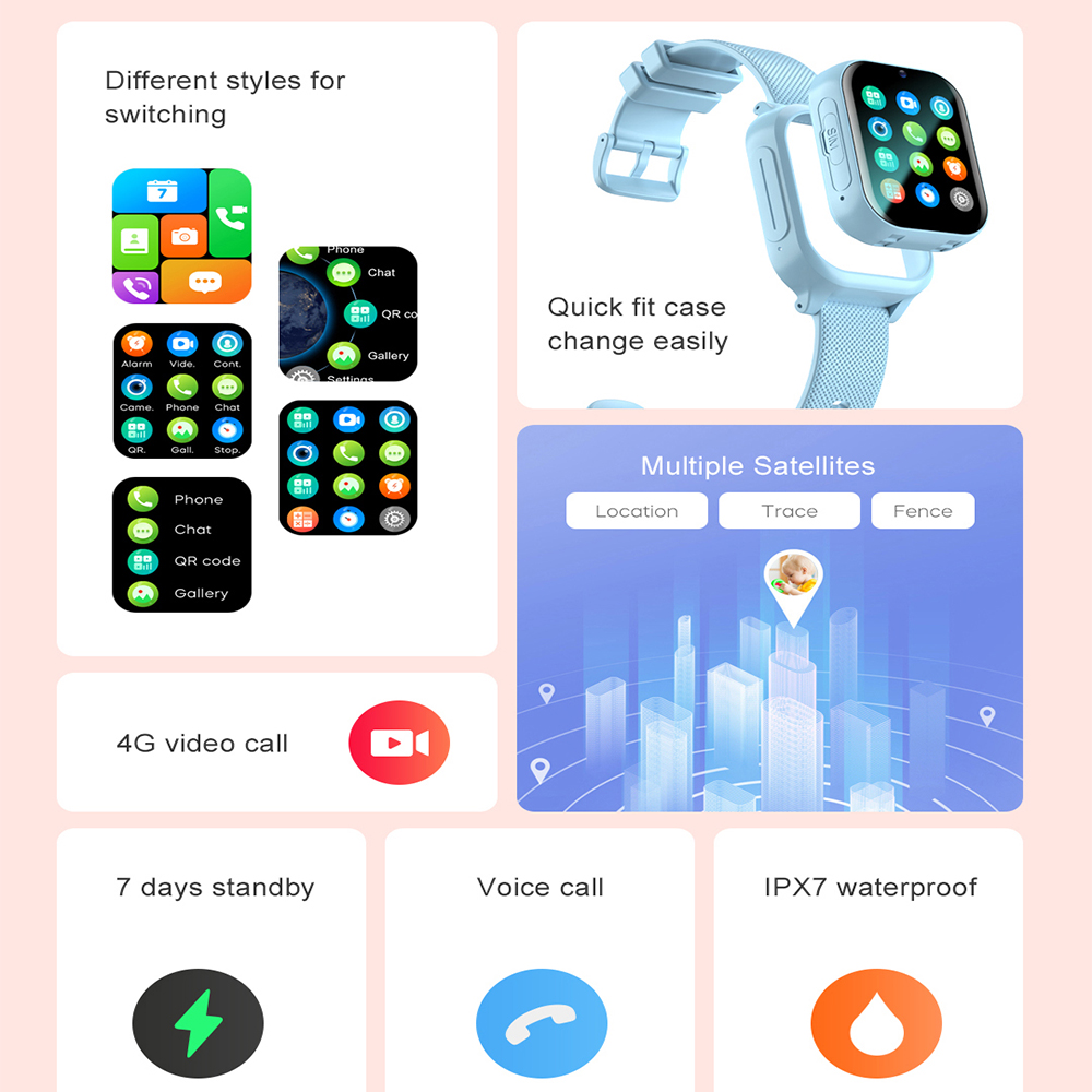 สมาร์ทวอท์ชเด็ก 4G GPS WIFI Vi - Smartwatch Watches For Kids With Gps บทวิจารณ์และราคา