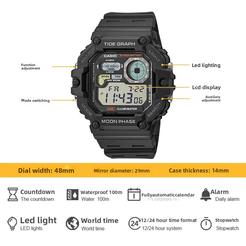นาฬิกาดิจิตอล Casio WS-1700H ซ - Vintage Digital Watch บทวิจารณ์และราคา