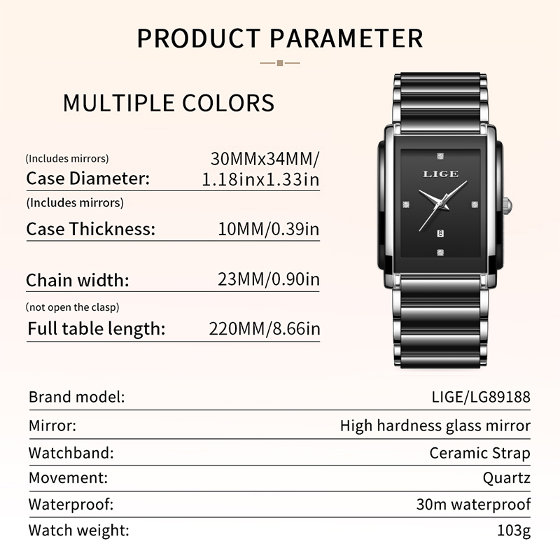 นาฬิกาข้อมือผู้หญิง LIGE รุ่นใ - Luxury Ceramic Watch บทวิจารณ์และราคา