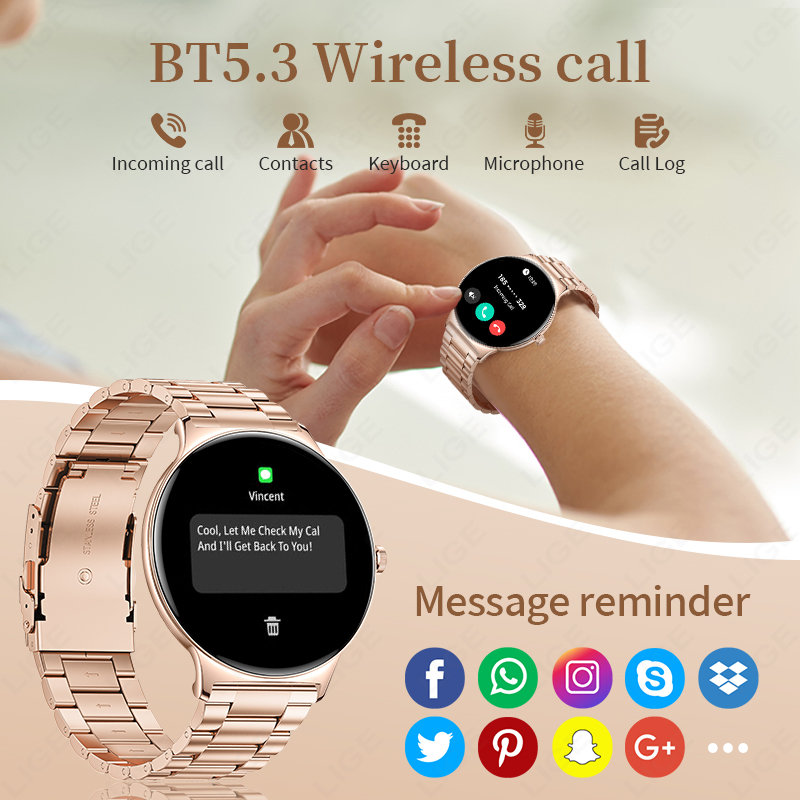 LIGE สมาร์ทวอทช์รุ่นใหม่ หนา 7 - Smartwatch Ladies Watches For Women บทวิจารณ์และราคา