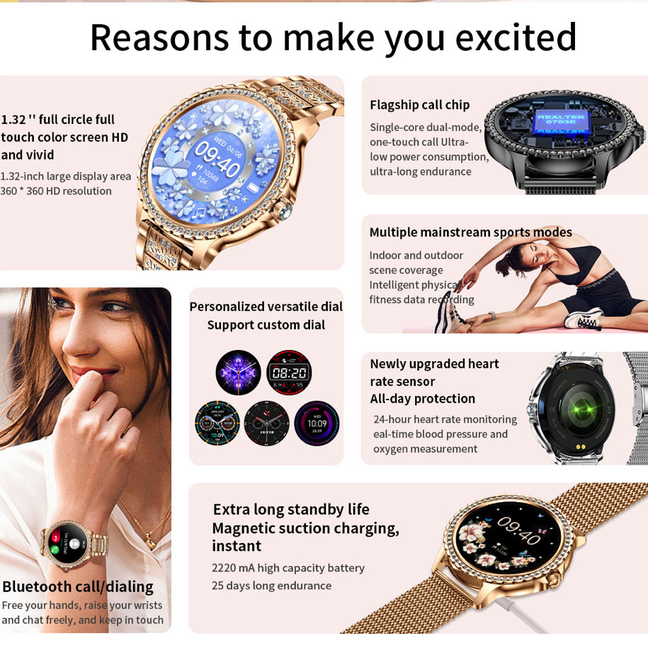 696 นาฬิกาสมาร์ทวอทช์บลูทูธสำห - Smartwatch Ladies Watches For Women บทวิจารณ์และราคา