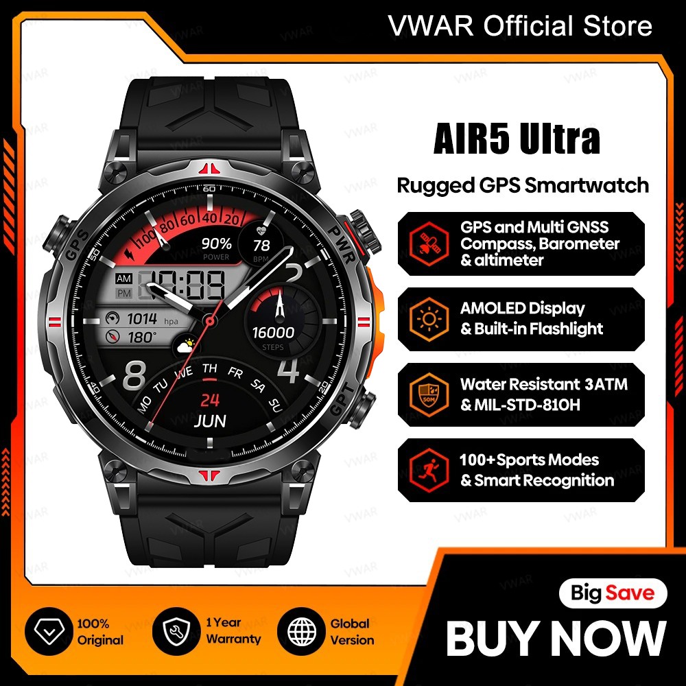 VWAR Air5 อัลตร้า GPS สมาร์ทวอ - Watch Vs Smartwatch บทวิจารณ์และราคา